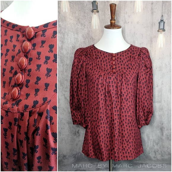 Marc By Marc Jacobs Tops - Marc by Marc Jacobs Silk Tulip print blouse